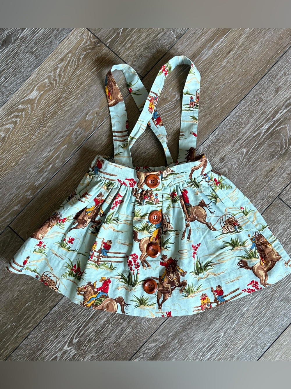 Violett Valentine Cowgirl Western Horse Print Suspender Dress Size 3